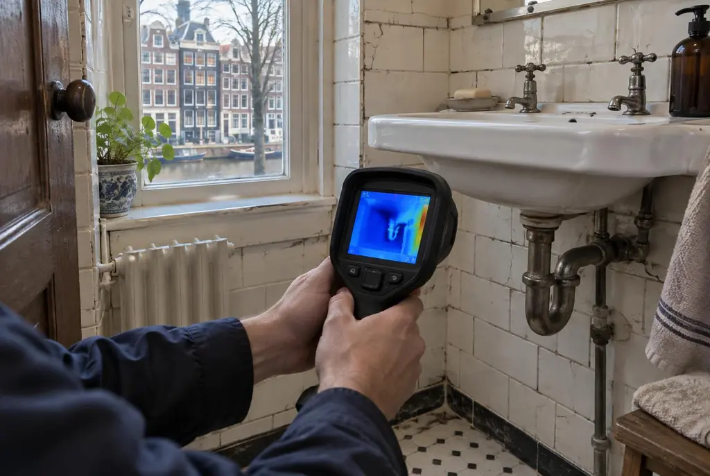 Lekdetectie Markelo – badkamer met oude leidingen achter de tegels