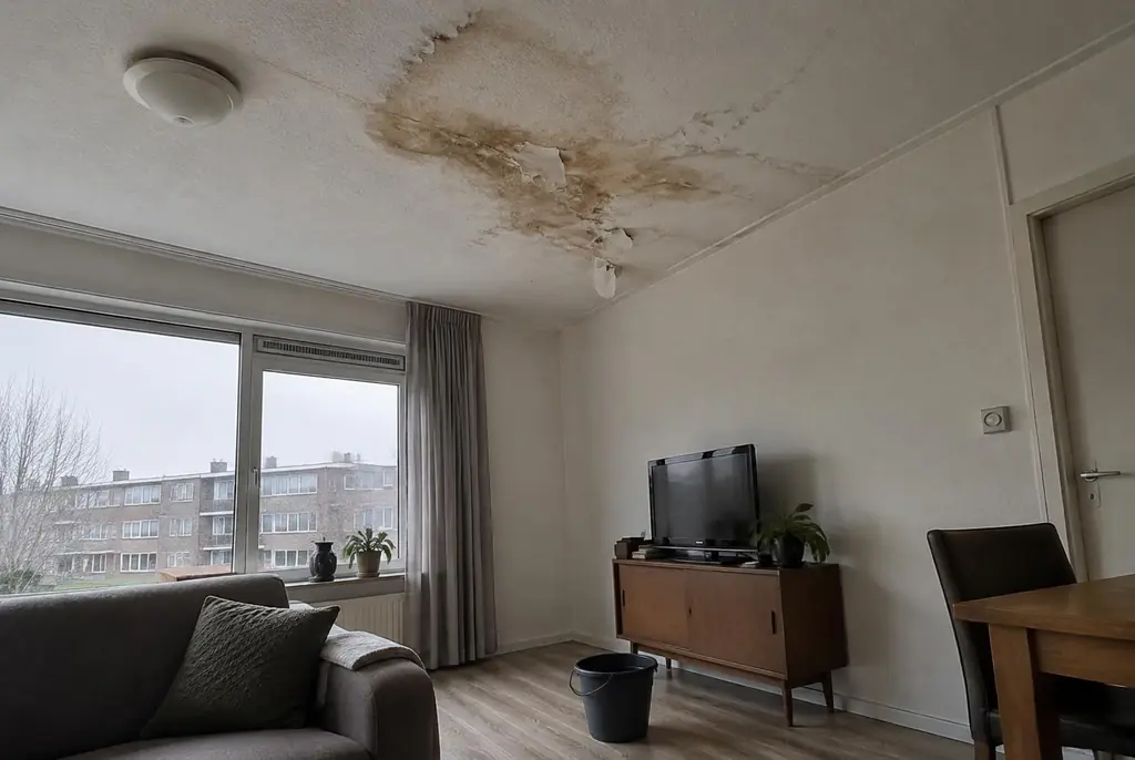 Lekdetectie Markelo – vochtplek op het plafond onder een badkamer
